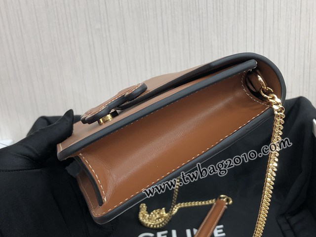 Celine專櫃2023新款CUIR TRIOMPHE斜挎女包 賽琳新品WOC鏈條皮革信封包 10J733 sldj2282
